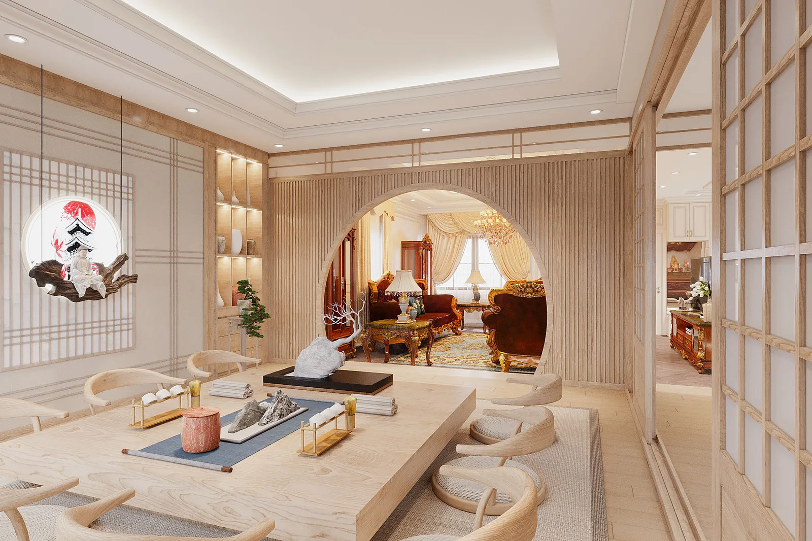 Cửa Nguyệt — Phòng trà nối phòng khách · Quận 7