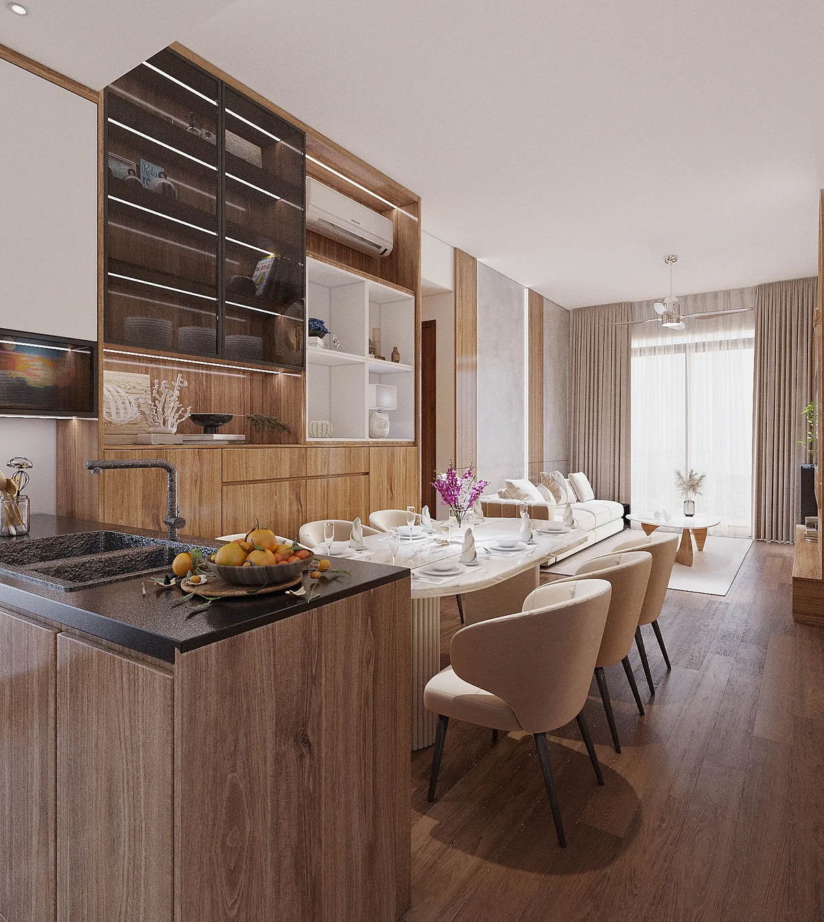 Khám Gỗ Sồi — Căn hộ 2 phòng ngủ · Akari City