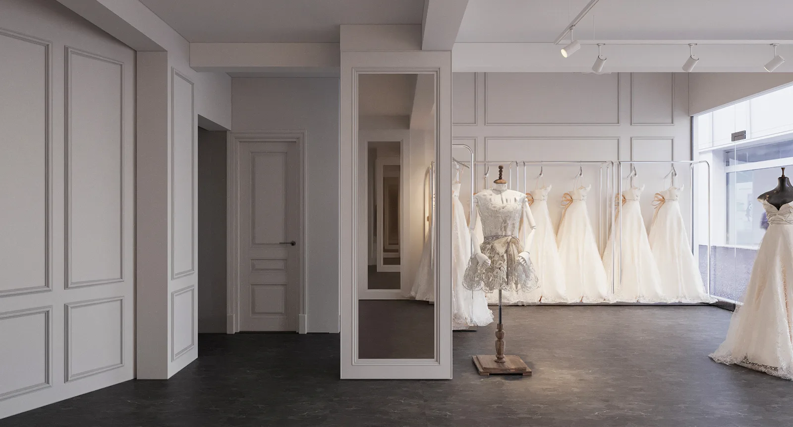 Sảnh Váy Trắng — Studio áo cưới, tầng 1 · Bình Thạnh